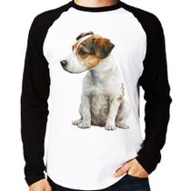 Camiseta Raglan Cachorro Jack Russell Terrier Manga Longa - Foca na Moda