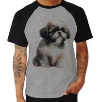 Camiseta Raglan Cachorro Shih Tzu Filhote - Foca na Moda