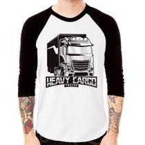 Camiseta Raglan Caminhão Heavy Cargo Caminhoneiro Manga 3/4 - Foca na Moda