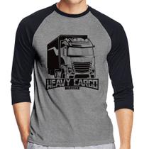 Camiseta Raglan Caminhão Heavy Cargo Caminhoneiro Manga 3/4 - Foca na Moda