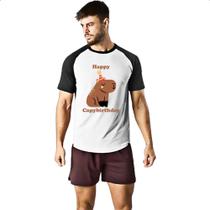 Camiseta Raglan Capivara happy capybirthday Camiseta Raglan Capivara happy capybirthday