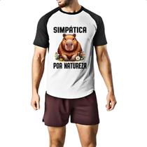 Camiseta Raglan Capivara Simpatica por Natureza Camiseta Raglan Capivara Simpatica por Natureza