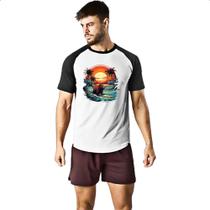 Camiseta Raglan Capivara Surf Sunset