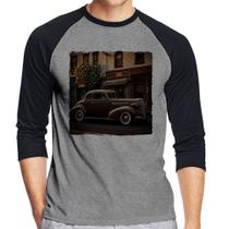 Camiseta Raglan Carro antigo na cidade Manga 3/4 - Foca na Moda