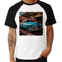 Camiseta Raglan Carro clássico azul - Foca na Moda Camiseta Raglan Carro clássico azul - Foca na Moda