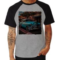 Camiseta Raglan Carro clássico azul - Foca na Moda