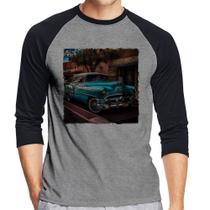 Camiseta Raglan Carro clássico azul Manga 3/4 - Foca na Moda Camiseta Raglan Carro clássico azul Manga 3/4 - Foca na Moda