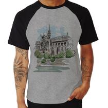 Camiseta Raglan Catedral de Notre-Dame de Paris - Foca na Moda