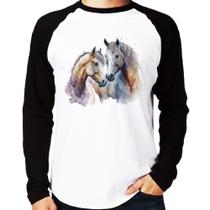 Camiseta Raglan Cavalo e Égua Manga Longa - Foca na Moda