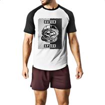 Camiseta Raglan Caveira Atronauta Outer Space