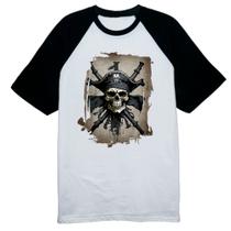 Camiseta Raglan Caveira pirata