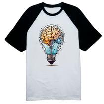 Camiseta Raglan Cerebro dentro da lampada