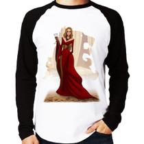 Camiseta Raglan Cersei Lannister Art Manga Longa - Foca na Moda