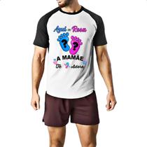 Camiseta Raglan Cha Revelacao Mamae te adora