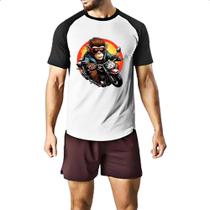 Camiseta Raglan Chimpanze motoqueiro radical II Camiseta Raglan Chimpanze motoqueiro radical II
