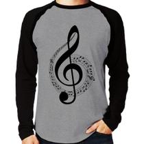 Camiseta Raglan Clave de Sol Manga Longa - Foca na Moda