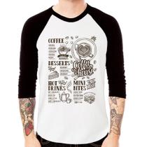 Camiseta Raglan Coffee House Vintage Manga 3/4 - Foca na Moda