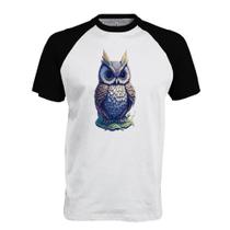 Camiseta Raglan Coruja Fantasy Art Neon