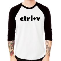 Camiseta Raglan Ctrl+V Manga 3/4 - Foca na Moda Camiseta Raglan Ctrl+V Manga 3/4 - Foca na Moda