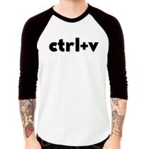 Camiseta Raglan Ctrl+V Manga 3/4 - Foca na Moda