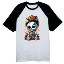 Camiseta Raglan Cute esqueleto halloween