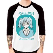 Camiseta Raglan Cute Girl Manga 3/4 - Foca na Moda Camiseta Raglan Cute Girl Manga 3/4 - Foca na Moda