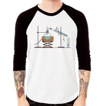 Camiseta Raglan Destilação Química Manga 3/4 - Foca na Moda
