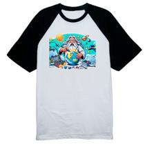 Camiseta Raglan Deus criando o mundo cartoon Camiseta Raglan Deus criando o mundo cartoon