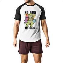 Camiseta Raglan Dinossauro No Pain No Gain