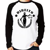 Camiseta Raglan Direito Justiça Manga Longa - Foca na Moda
