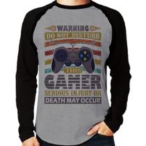 Camiseta Raglan Do Not Disturb This Gamer Manga Longa - Foca na Moda