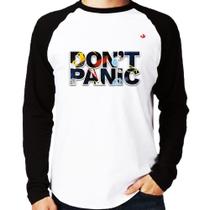 Camiseta Raglan Don't panic Manga Longa - Foca na Moda