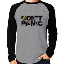Camiseta Raglan Don't panic Manga Longa - Foca na Moda