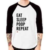 Camiseta Raglan Eat, Sleep, Poop, Repeat Manga 3/4 - Foca na Moda Camiseta Raglan Eat, Sleep, Poop, Repeat Manga 3/4 - Foca na Moda