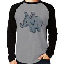 Camiseta Raglan Elefante Bebê Manga Longa - Foca na Moda