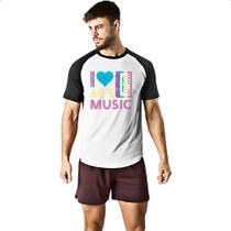 Camiseta Raglan Eu amo musica anos 60