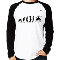 Camiseta Raglan Evolução do Baterista (Bateria) Manga Longa - Foca na Moda