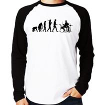 Camiseta Raglan Evolução do Baterista Manga Longa - Foca na Moda