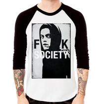 Camiseta Raglan F**k Society Eliot Manga 3/4 - Foca na Moda