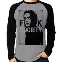 Camiseta Raglan F**k Society Eliot Manga Longa - Foca na Moda