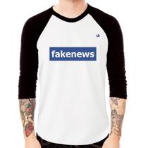 Camiseta Raglan fakenews Manga 3/4 - Foca na Moda