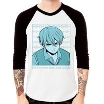 Camiseta Raglan Fall Down Seven Times, Stand Up Eight Manga 3/4 - Foca na Moda