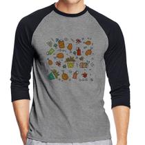 Camiseta Raglan Fast Food Manga 3/4 - Foca na Moda Camiseta Raglan Fast Food Manga 3/4 - Foca na Moda