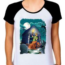 Camiseta Raglan Feminina Branca Desenho Scooby Doo 03