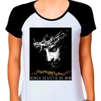 Camiseta Raglan Feminina Branca Gospel Católica Jesus 10