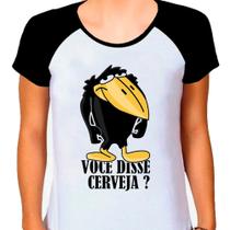 Camiseta Raglan Feminina Branca Jubileu Cerveja Picapau Camiseta Raglan Feminina Branca Jubileu Cerveja Picapau