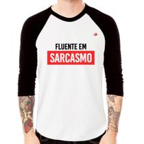 Camiseta Raglan Fluente em sarcasmo Manga 3/4 - Foca na Moda Camiseta Raglan Fluente em sarcasmo Manga 3/4 - Foca na Moda