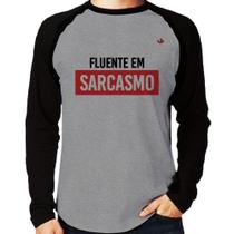 Camiseta Raglan Fluente em sarcasmo Manga Longa - Foca na Moda