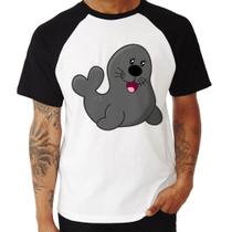 Camiseta Raglan Foca Feliz - Foca na Moda