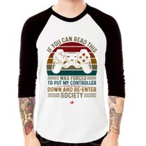 Camiseta Raglan Forced to reenter society Manga 3/4 - Foca na Moda